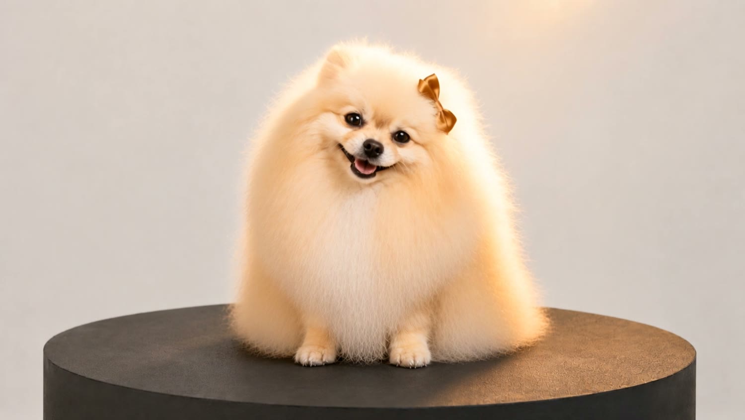 Groomed Pomeranian, finishing touches